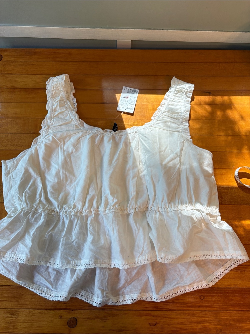 Divided White Ruffled Camisole Tank - Picture 7 of 8